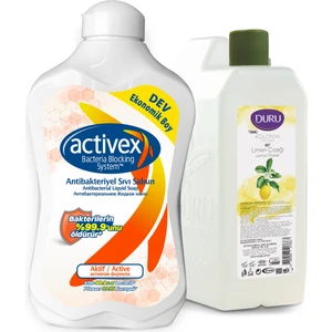 Duru Limon Kolonyası 900ml Bidon ve Activex Antibakteriyel Sıvı Sabun Aktif 1500 ml