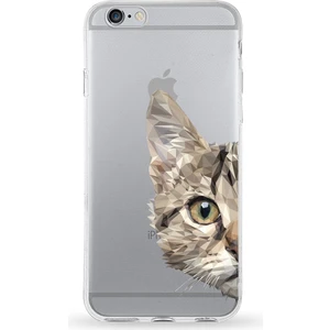 Apple iPhone 6 Uyumlu Kapak Catface Tasarımlı Şeffaf Silikon Kılıf
