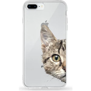 Apple iPhone 7 Plus Uyumlu Kapak Catface Tasarımlı Şeffaf Silikon Kılıf