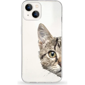 Apple iPhone 13 Mini Uyumlu Kapak Catface Tasarımlı Şeffaf Silikon Kılıf