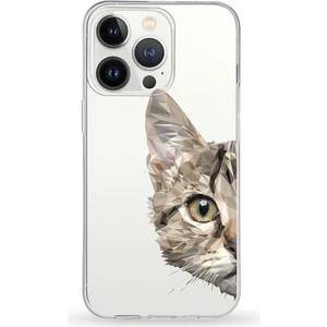 Apple iPhone 13 Pro Max Uyumlu Kapak Catface Tasarımlı Şeffaf Silikon Kılıf