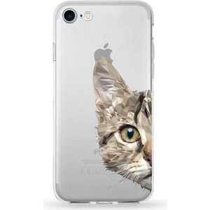 Apple iPhone Se 2020 Uyumlu Kapak Catface Tasarımlı Şeffaf Silikon Kılıf