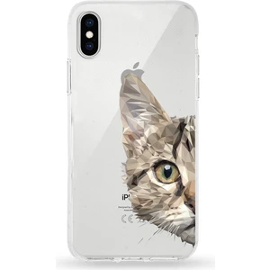 Apple iPhone x Uyumlu Kapak Catface Tasarımlı Şeffaf Silikon Kılıf