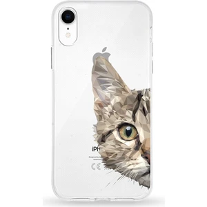 Apple iPhone Xr Uyumlu Kapak Catface Tasarımlı Şeffaf Silikon Kılıf