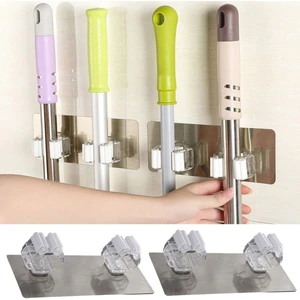 Pratik Organizer 4'lü Yapışkanlı Fırça Paspas Mop Fırça Sabitleyici Ergonomik Alet Aparatı