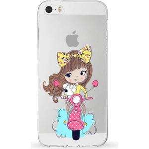 Apple iPhone 5 Uyumlu Kapak Vespagirl Tasarımlı Şeffaf Silikon Kılıf