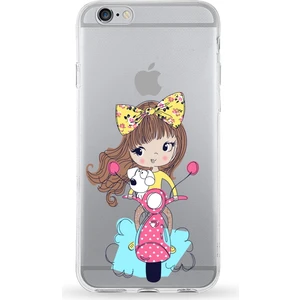 Apple iPhone 6s Plus Uyumlu Kapak Vespagirl Tasarımlı Şeffaf Silikon Kılıf