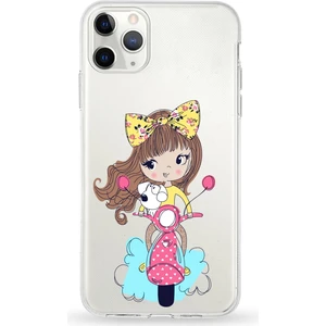 Apple iPhone 11 Pro Max Uyumlu Kapak Vespagirl Tasarımlı Şeffaf Silikon Kılıf