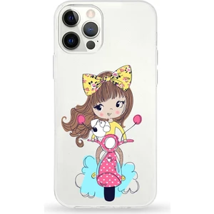 Apple iPhone 12 Pro Uyumlu Kapak Vespagirl Tasarımlı Şeffaf Silikon Kılıf