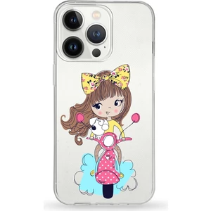 Apple iPhone 13 Pro Uyumlu Kapak Vespagirl Tasarımlı Şeffaf Silikon Kılıf