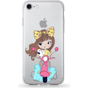 Apple iPhone Se 2020 Uyumlu Kapak Vespagirl Tasarımlı Şeffaf Silikon Kılıf