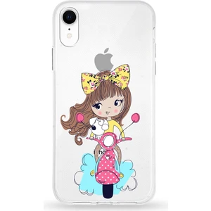 Apple iPhone Xr Uyumlu Kapak Vespagirl Tasarımlı Şeffaf Silikon Kılıf