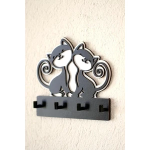 Bi Baksan Ya Siyah Dekoratif Sevimli Kedili Anahtar Askısı Ahşap Anahtarlık