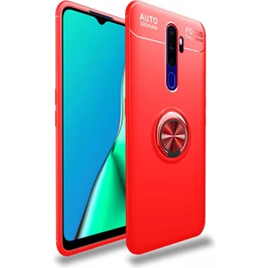 Oppo A9 2020 Kılıf Yüzüklü Silikon Range - Kırmızı