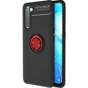 Oppo A91 / Reno 3 Kılıf Yüzüklü Silikon Range - Siyah-Kırmızı