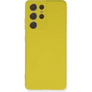 Samsung Galaxy S21 Ultra Kılıf Lansman Içi Kadife Nano Silikon - Sarı