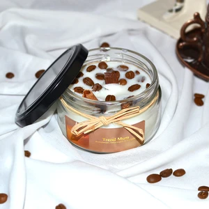Trend Mum %100 Doğal Aromaterapi Kahve Dekorlu ve Kahve Kokulu Soya Mum , Hediyelik