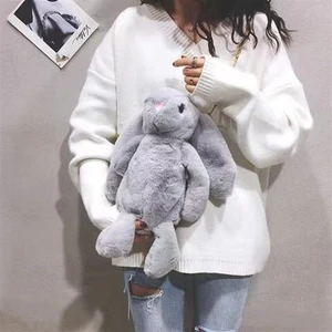 Tavşan Model Peluş Zincirli Omuz Çantası - Gri (Yurt Dışından)