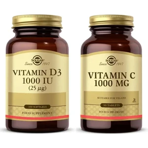 Vitamin D3 1000 Iu 100 Tablet+Solgar Vitamin C 1000 Mg 90 Tablet