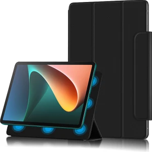 Xfashion Xiaomi Pad 5 / Xiao Mi Pad 5 Pro Için Taşınabilir Stand Tutuculu Pu Deri Tablet Kılıfı - Siyah (Yurt Dışından)