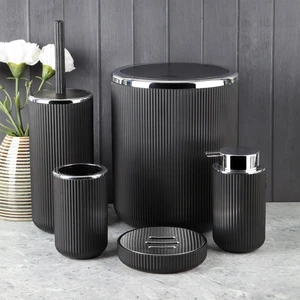 Lisbone Silver 5 Parça Banyo Aksesuar Seti - Siyah