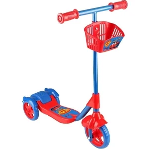Unisex Çocuk Kırmızı Sepetli Frenli 3 Tekerlekli Scooter