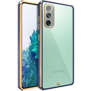 Samsung Galaxy S20 Fe Kılıf Köşeli Gold Şeffaf Kapak
