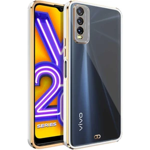 Xiaomi Redmi 10 Kılıf Köşeli Gold Şeffaf Kapak