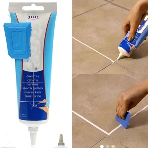 Pro İthalat Beyaz Derz Dolgusu - Lavabo Küvet Fayans Derzi Kalemi 380GR Spatula Hediyeli