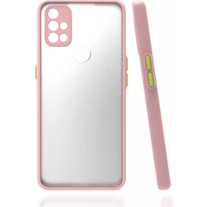 Case 4U One Plus Nord N10 5G Kılıf Kamera Korumalı Mat Renkli Buzlu Hux Silikon Pembe
