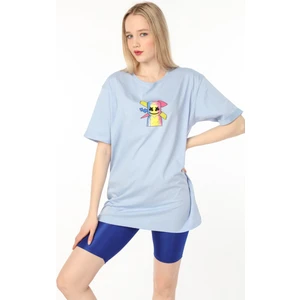 Marshmallow Baskılı Oversize Pamuklu T-Shirt AC-Y38374LNS