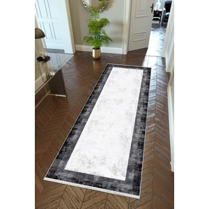 Yolluk Doku Gri Beyaz Siyah Kaymaz Kesme Yıkanabilir Ince Dijital Baskı Koridor Halısı