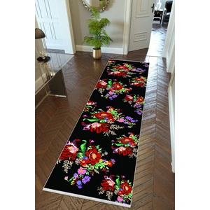 10 Post Online Yolluk Siyah Kaymaz Kesme Yıkanabilir Ince Dijital Baskı Koridor Halısı