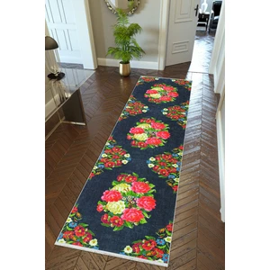 10 Post Online Yolluk Siyah Kaymaz Kesme Yıkanabilir Ince Dijital Baskı Koridor Halısı