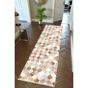 10 Post Online Yolluk Fas Desenli Kahverengi Vizon Kaymaz Kesme Yıkanabilir Ince Dijital Baskı Koridor Halısı