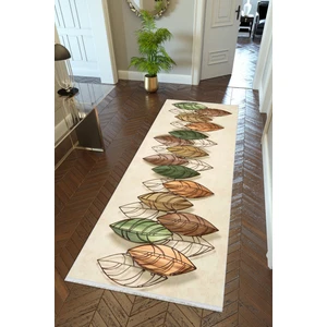 10 Post Online Yolluk Yaprak Bej Ekru Kahverengi Yeşil Kaymaz Kesme Yıkanabilir Ince Dijital Baskı Koridor Halısı