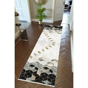 10 Post Online Yolluk Gri Beyaz Siyah Kaymaz Kesme Yıkanabilir Ince Dijital Baskı Koridor Halısı