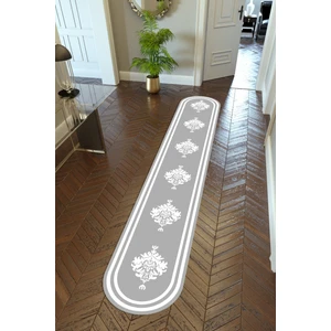 10 Post Online Yolluk Klasik Gri Beyaz Kaymaz Kesme Yıkanabilir Ince Dijital Baskı Koridor Halısı