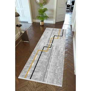 10 Post Online Yolluk Gri Siyah Gold Kaymaz Kesme Yıkanabilir Ince Dijital Baskı Koridor Halısı
