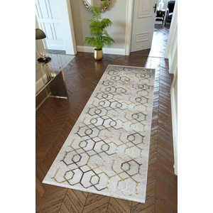 10 Post Online Yolluk Gri Gold Kaymaz Kesme Yıkanabilir Ince Dijital Baskı Koridor Halısı