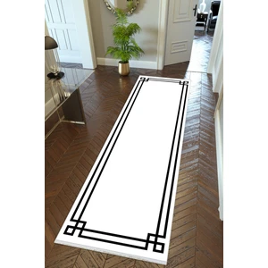 10 Post Online Yolluk Beyaz Siyah Kaymaz Kesme Yıkanabilir Ince Dijital Baskı Koridor Halısı