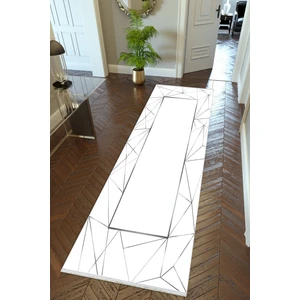 10 Post Online Yolluk Gri Beyaz Kaymaz Kesme Yıkanabilir Ince Dijital Baskı Koridor Halısı
