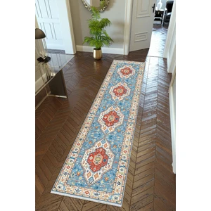 10 Post Online Yolluk Otantik Mavi Ekru Kahverengi Kaymaz Kesme Yıkanabilir Ince Dijital Baskı Koridor Halısı