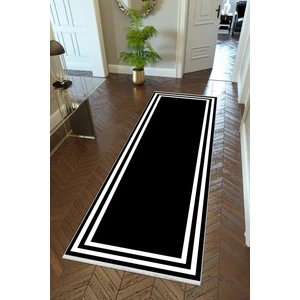 10 Post Online Yolluk Siyah Beyaz Kaymaz Kesme Yıkanabilir Ince Dijital Baskı Koridor Halısı