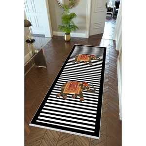 10 Post Online Yolluk Modern Fil Siyah Beyaz Kaymaz Kesme Yıkanabilir Ince Dijital Baskı Koridor Halısı