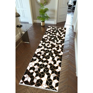 10 Post Online Yolluk Altın Beyaz Siyah Kaymaz Kesme Yıkanabilir Ince Dijital Baskı Koridor Halısı