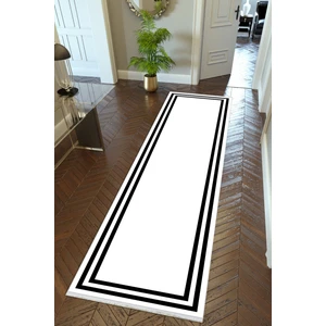 10 Post Online Yolluk Beyaz Siyah Kaymaz Kesme Yıkanabilir Ince Dijital Baskı Koridor Halısı