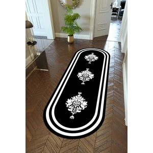 10 Post Online Yolluk Klasik Siyah Beyaz Kaymaz Kesme Yıkanabilir Ince Dijital Baskı Koridor Halısı