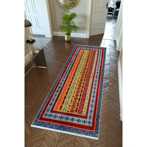 10 Post Online Yolluk Kilim Desenli Otantik Bordo Kaymaz Kesme Yıkanabilir Ince Dijital Baskı Koridor Halısı