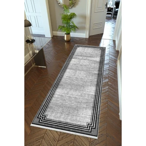 10 Post Online Yolluk Klasik Gri Siyah Kaymaz Kesme Yıkanabilir Ince Dijital Baskı Koridor Halısı